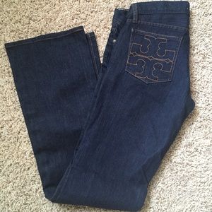Tory Burch dark wash flares